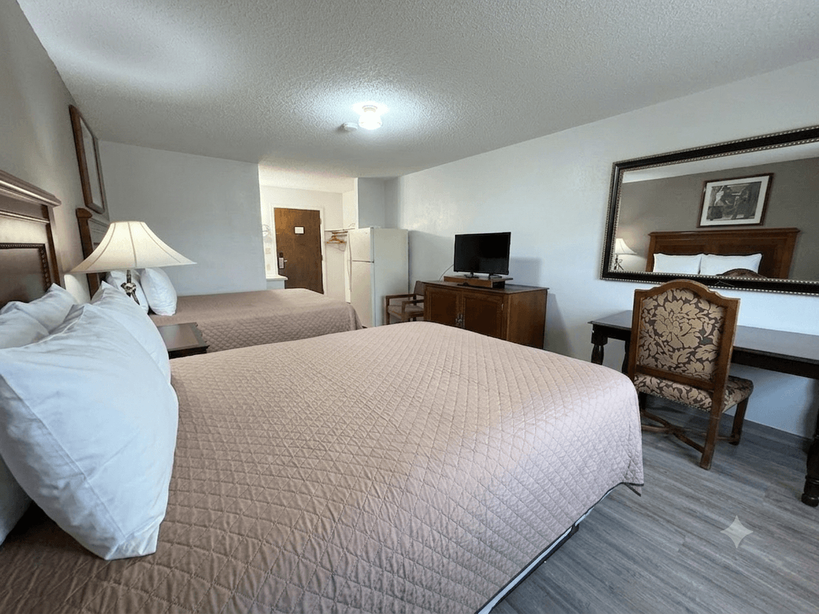 Two Queen Room interior at Island Inn Grand Island Nebraska