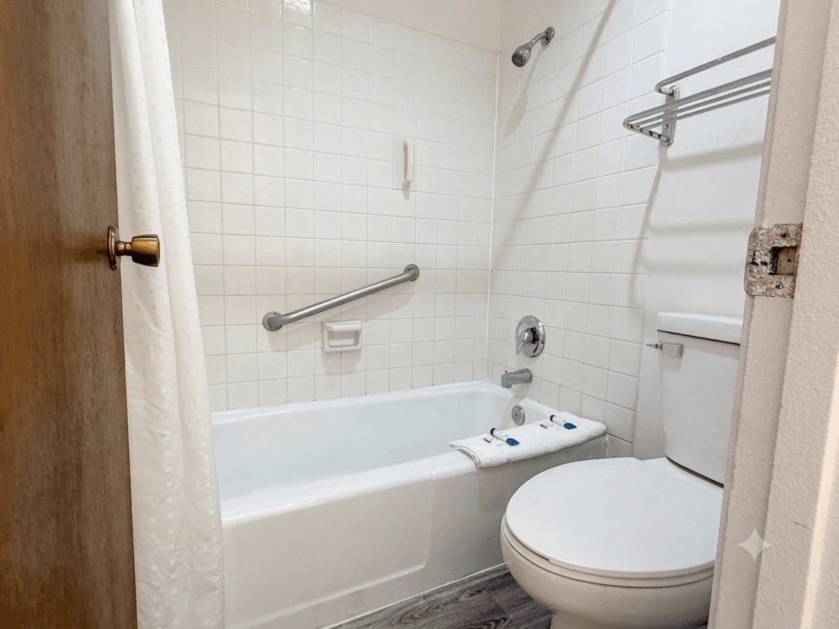 Bathroom for King Room at Island Inn Grand Island Nebraska